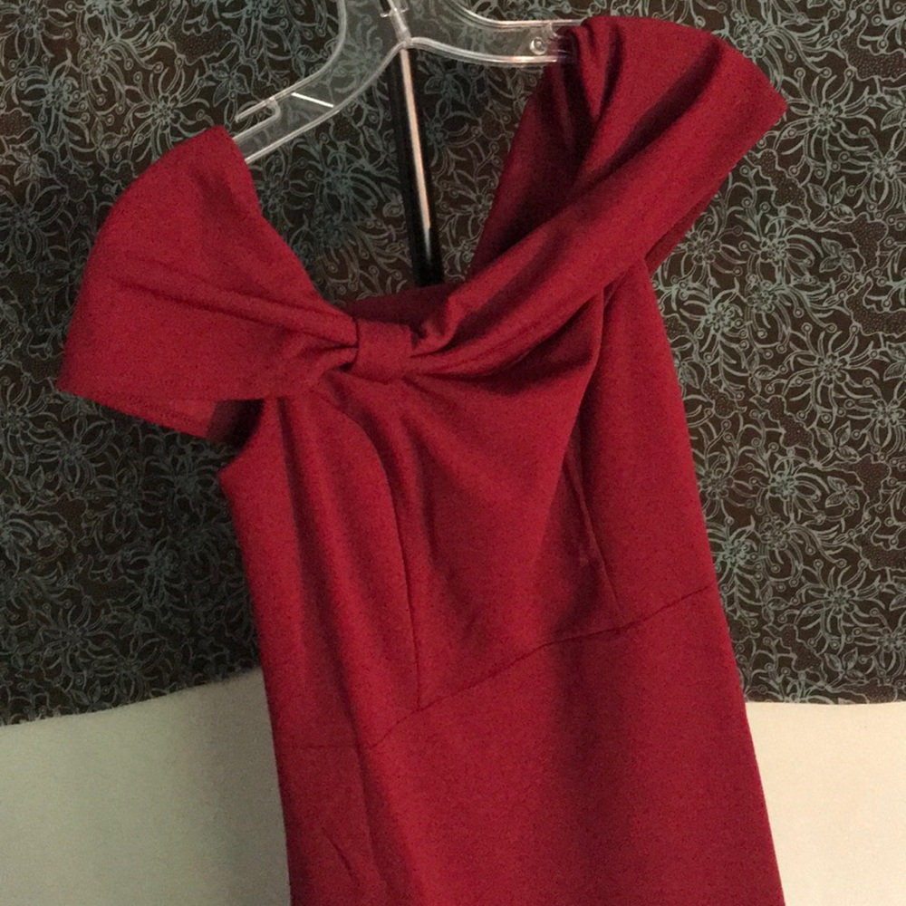 Burgundy Formal Off the Shoulder Dress